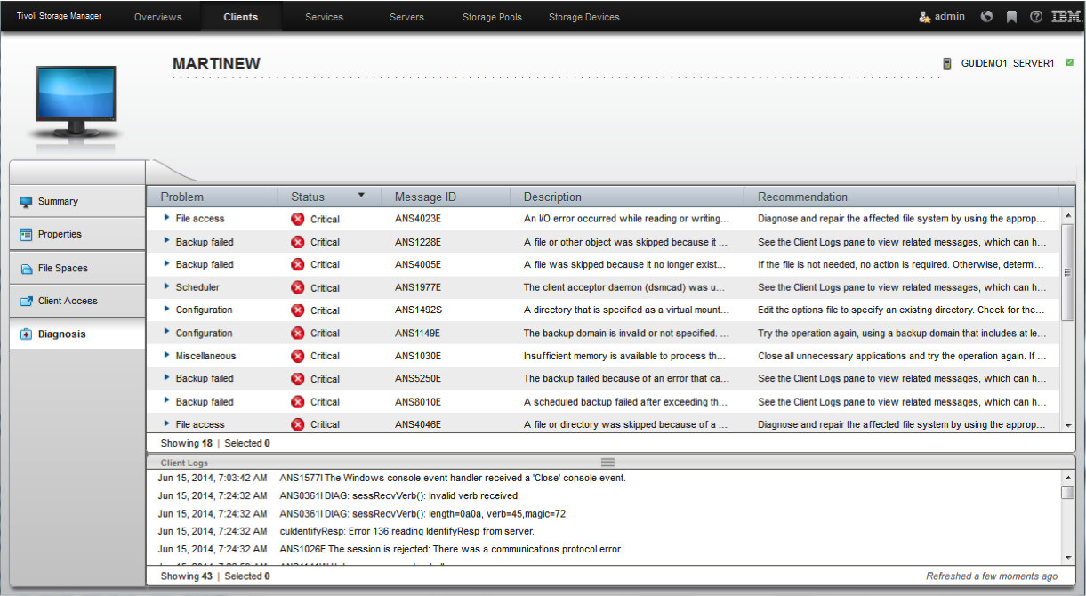 Visualisation des logs clients